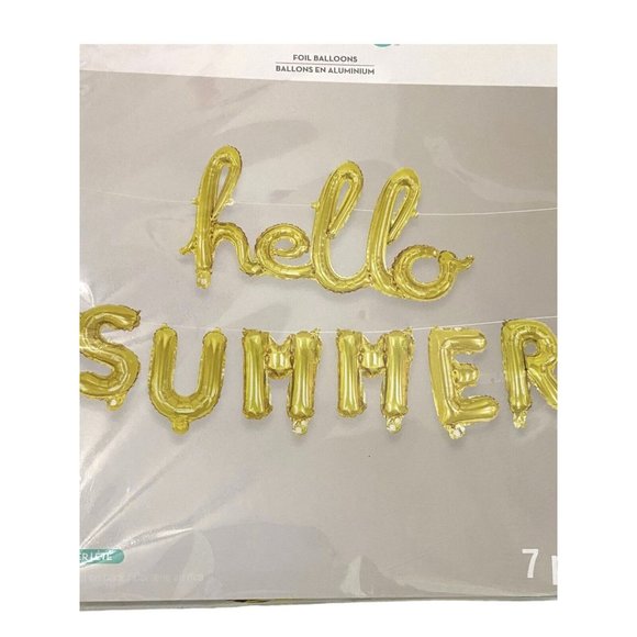 Celebrate It Foil Gold Balloons " Hello Summer" NEW - Picture 2 of 3